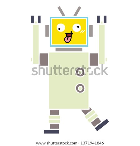 flat color retro cartoon of a robot