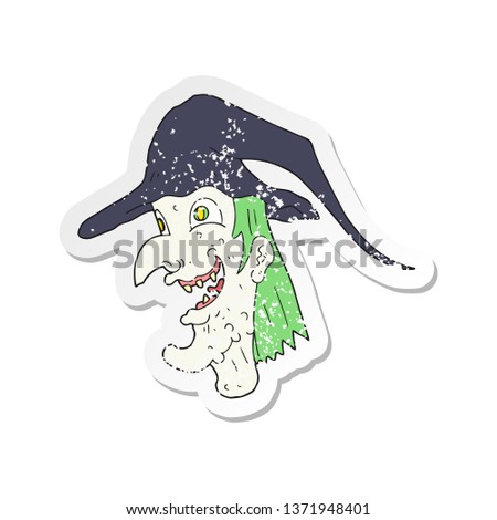retro distressed sticker of a cartoon cackling witch