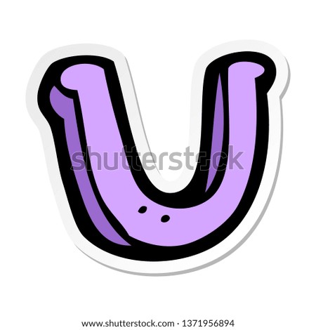 sticker of a cartoon letter U