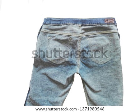 The shape and texture of the jeans that are reversed On a white background