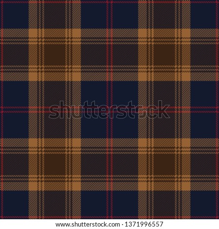 Brown, blue and red tartan plaid. Scottish textile pattern design.