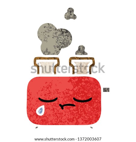 retro illustration style cartoon of a of a toaster