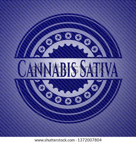 Cannabis Sativa badge with jean texture