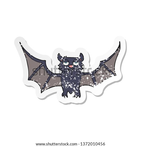 retro distressed sticker of a cartoon halloween bat