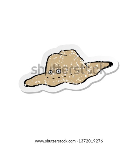 retro distressed sticker of a cartoon old australian hat