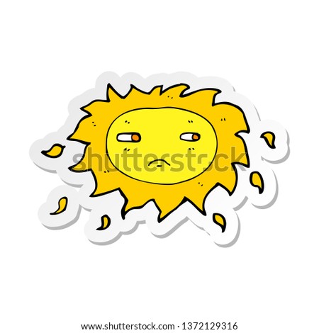 sticker of a cartoon sad sun