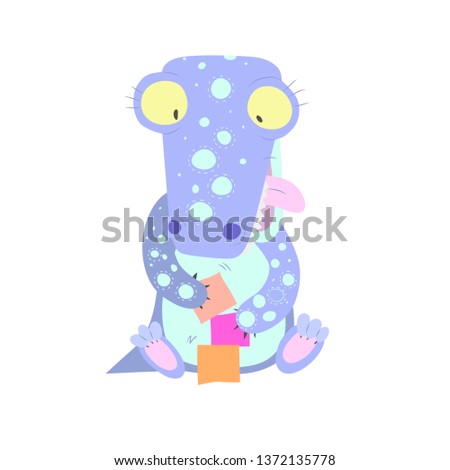 Lilac cute cartoon children's character funny dragon