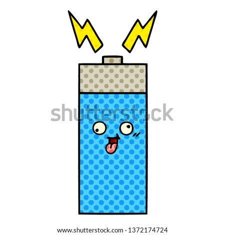 comic book style cartoon of a battery