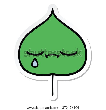 sticker of a cute cartoon expressional leaf