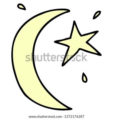 hand drawn cartoon doodle of the moon and a star