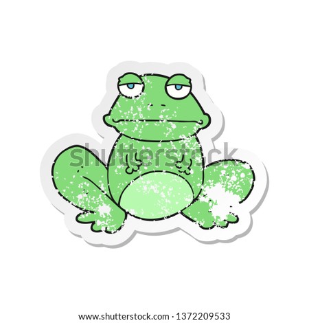 retro distressed sticker of a cartoon frog