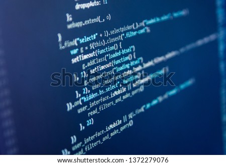 Java Software engineer concept. Source abstract algorithm concept. Programmer working of software. Abstract software process. Programming on monitor background. Soft listing view.  Computer script. 