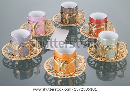 
modern coffee cups presentation set colorful