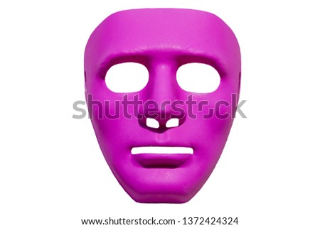 Red headmask isolated on white background. Red mask for Halloween day. Mask. Face.
