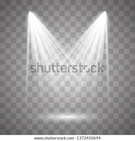 Vector Spotlights. Scene. Light Effects. Spotlight illuminated wooden scene stage. Rewarding, club, theater, disco background