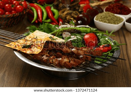 Turkish Shish kebab - Grilled beef meat on skewers