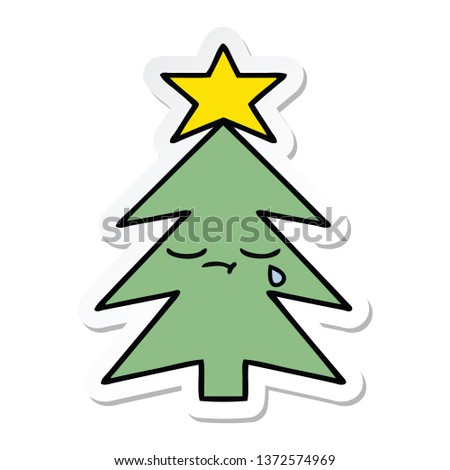 sticker of a cute cartoon christmas tree