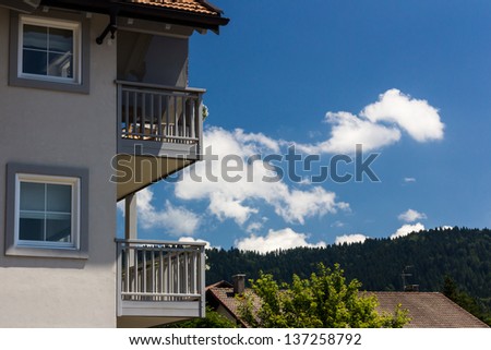 A nice summer sky outside of an holiday house in the Alps