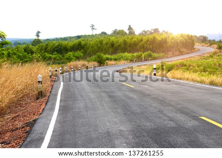 Road with curves in the mountain of Thailand