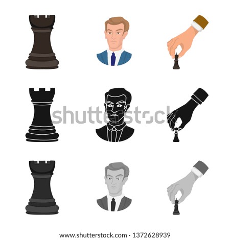 Vector illustration of checkmate and thin icon. Set of checkmate and target stock symbol for web.
