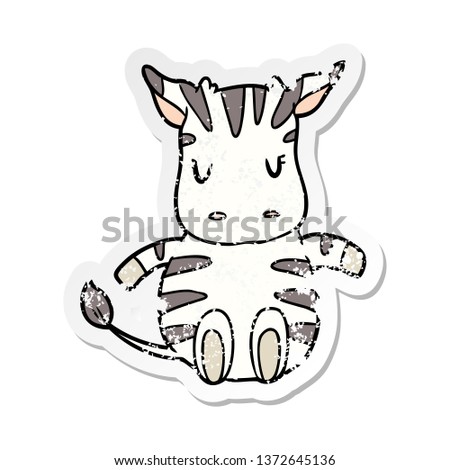 distressed sticker of a cartoon zebra