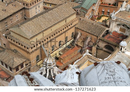Sistine chapel seen from the basilica cupola's top Royalty-Free Stock Photo #137271623