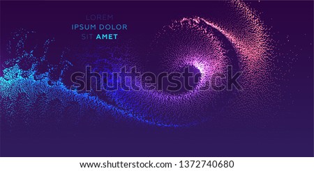 Glowing particles liquid dynamic flow. Trendy fluid cover design. Eps10 vector illustration Royalty-Free Stock Photo #1372740680