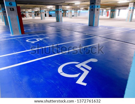 interior of underground parking lot for disabled persons