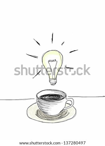 Lightbulb over coffee
