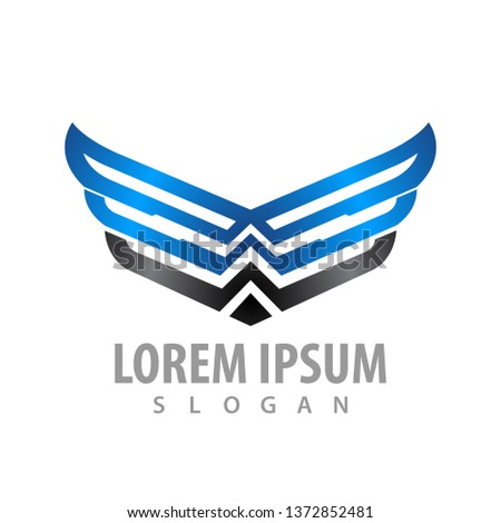 Shiny wing line concept design. Symbol graphic template element 
