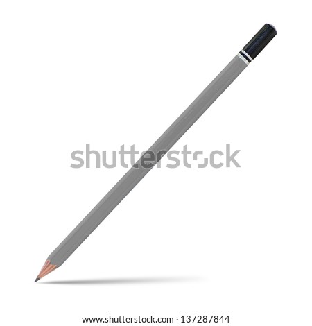 Gray pencil isolated on white, clipping path.