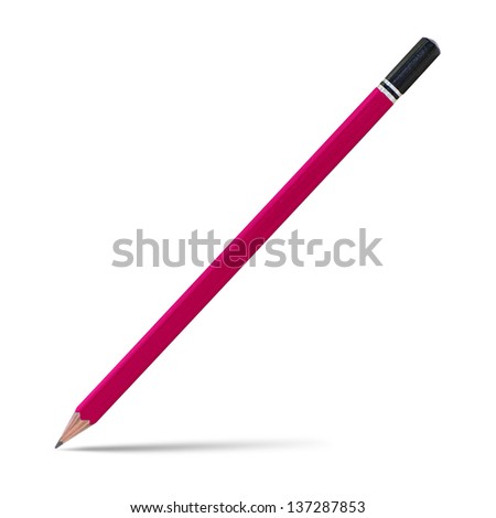 Pink pencil isolated on white, clipping path.