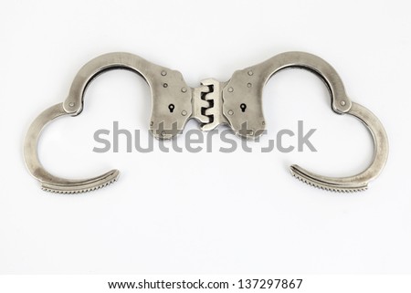 open handcuffs with white background