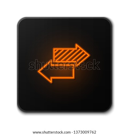 Orange neon sign on dark backgraund Vector Arrow banners set. Up and down trend.