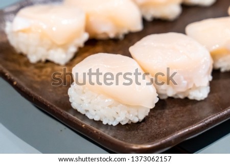 Hotate Sushi or Scallop Sushi - Japanese food style Royalty-Free Stock Photo #1373062157