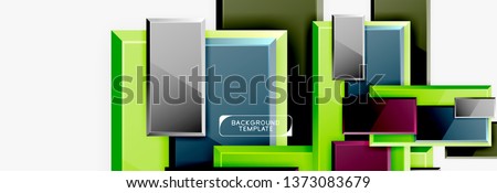 Geometrical design squares abstract banner, glossy shiny effects. Vector geometric minimal template