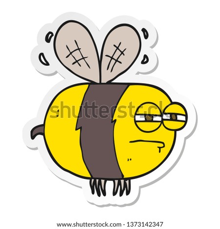 sticker of a cartoon unhappy bee