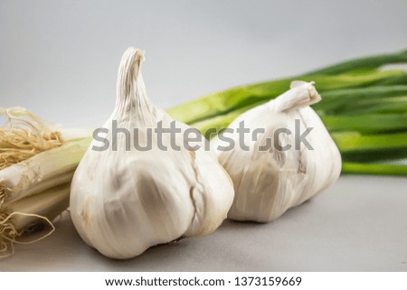 Horizontal Image of Garlic and Spring Onions Soft Focus Select Focus 