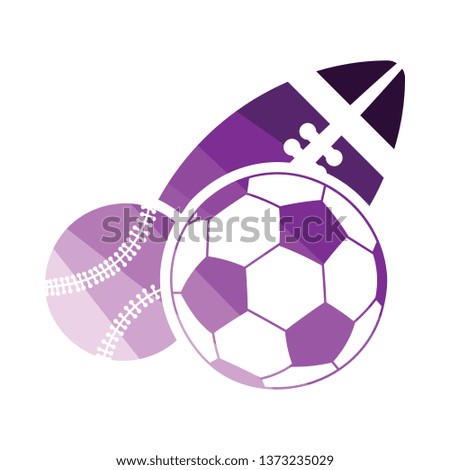 Sport balls icon. Flat color design. Vector illustration.