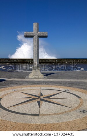 cross and compass rose in the Basque Country Lekeitio Tala