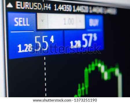 Currency exchange rate on computer display.