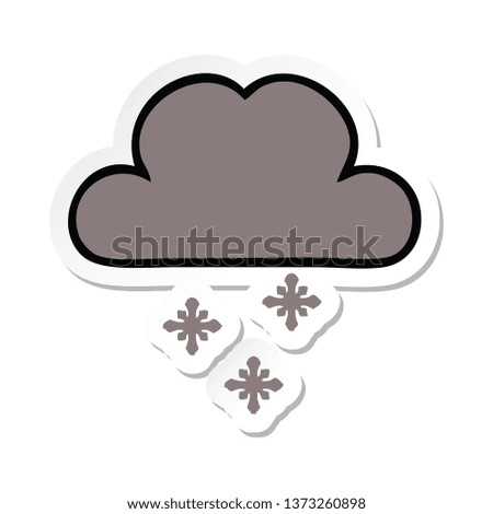 sticker of a cute cartoon storm snow cloud