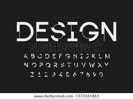 Futuristic geometric font with numbers. Eps10 vector. Royalty-Free Stock Photo #1373261861