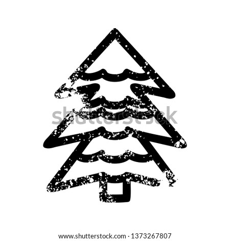 snowy tree distressed icon symbol