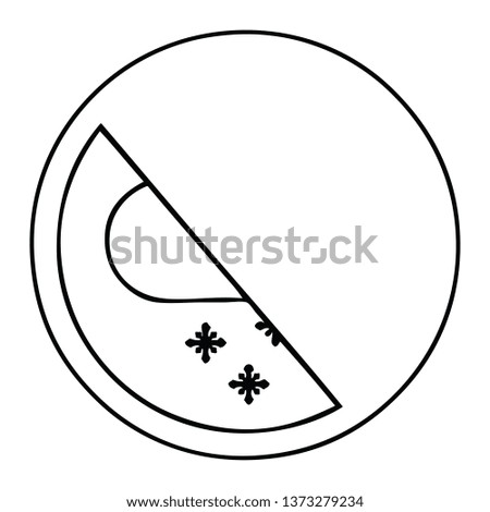 line drawing cartoon of a snow cloud warning sign