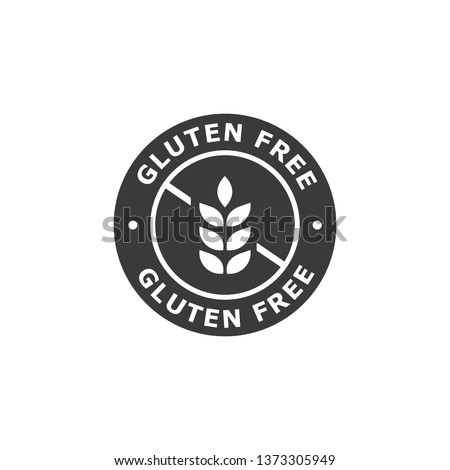 Gluten free black isolated label. No gluten, gluten free circle label vector sticker. 