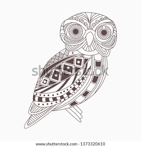 line art zentangle of owl 