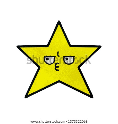 retro grunge texture cartoon of a gold star