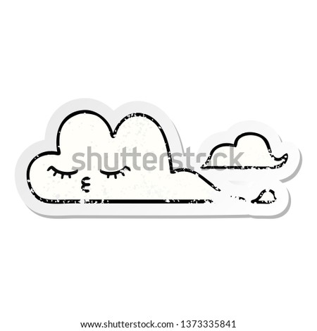 distressed sticker of a cute cartoon white cloud
