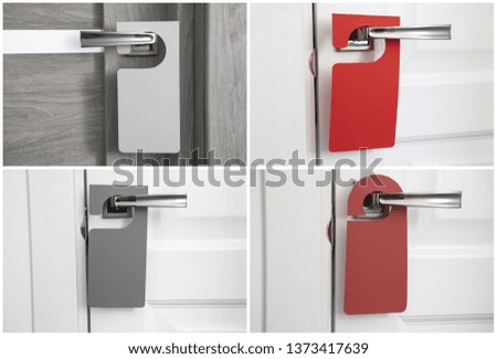 Set of Hotel door handle with blank paper hanger